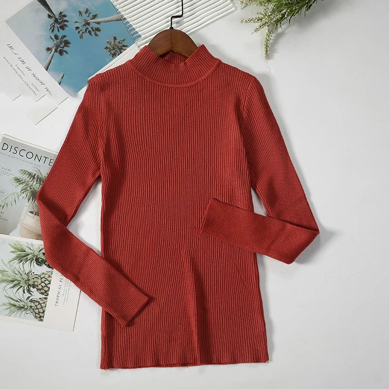 Turtleneck Sweater Women Knitted Soft