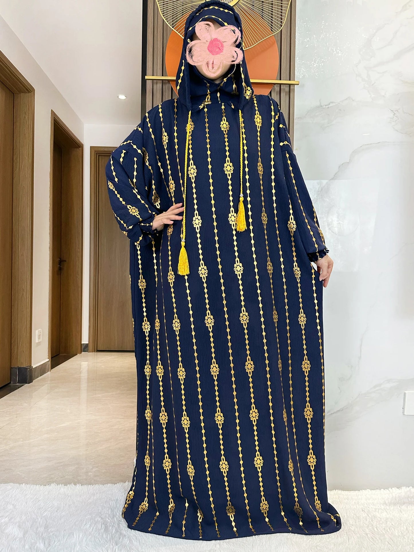 New Cotton Ramadan Muslim Two-Hat Abaya Dubai Turkey Islam Prayer Clothes