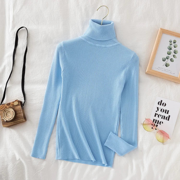 Turtleneck Sweater Women Knitted Soft