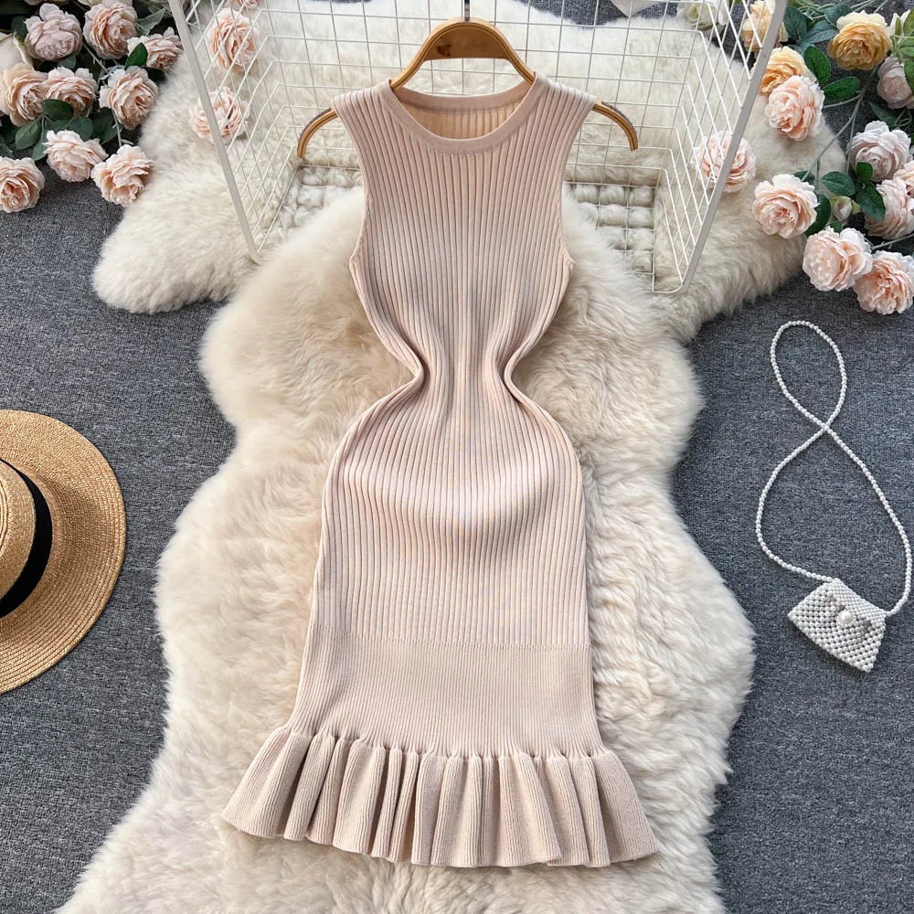 Dress Summer Fashion Y2K Knitted Bodycon Ladies Dress