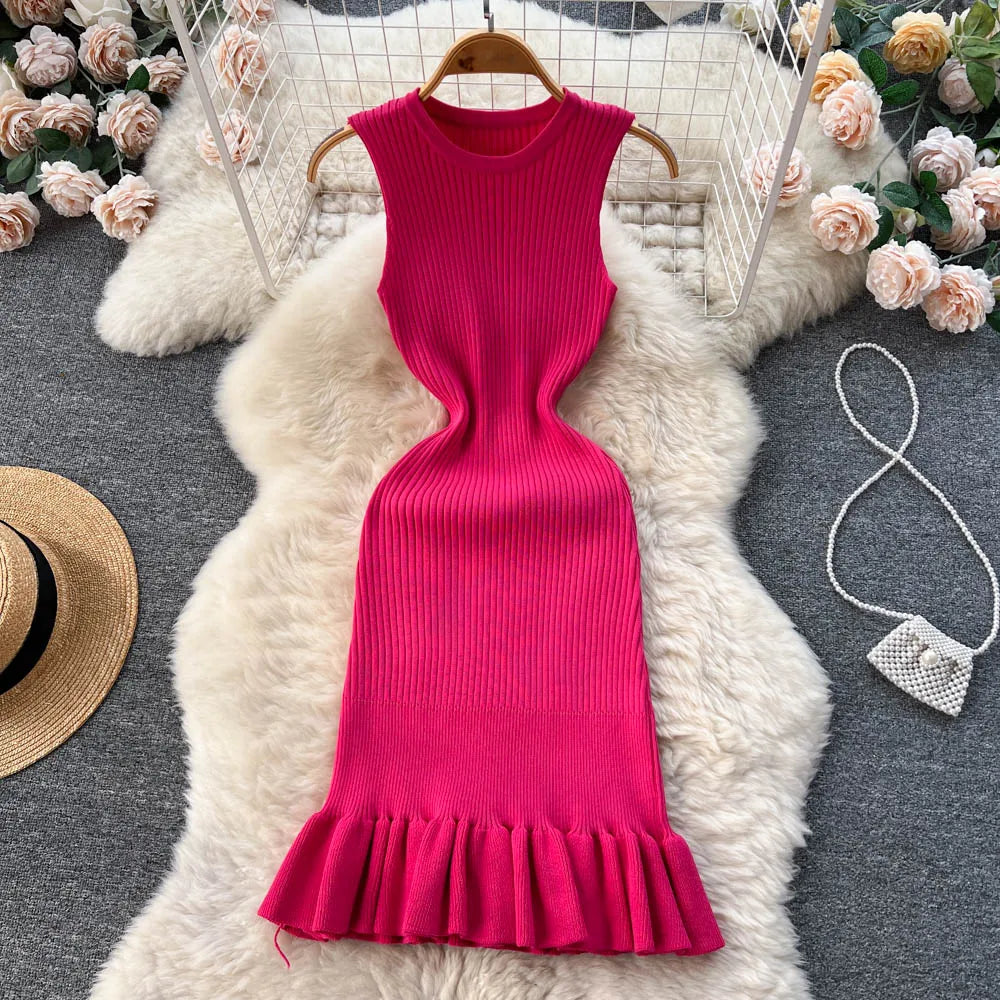 Dress Summer Fashion Y2K Knitted Bodycon Ladies Dress