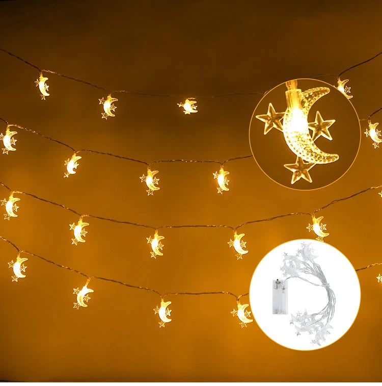 Moon Star Eid Mubarak String Light 2025 Ramadan Decoration For Home