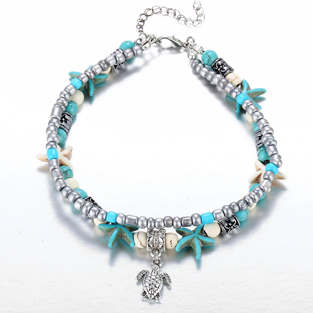 Bohemian Shell Starfish Summer Beach Anklets for Women