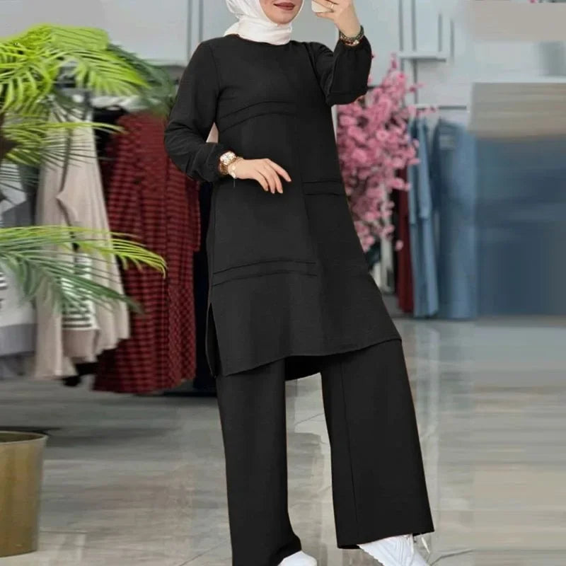 Ramadan Two Piece Sets Shirt Dress &Pants