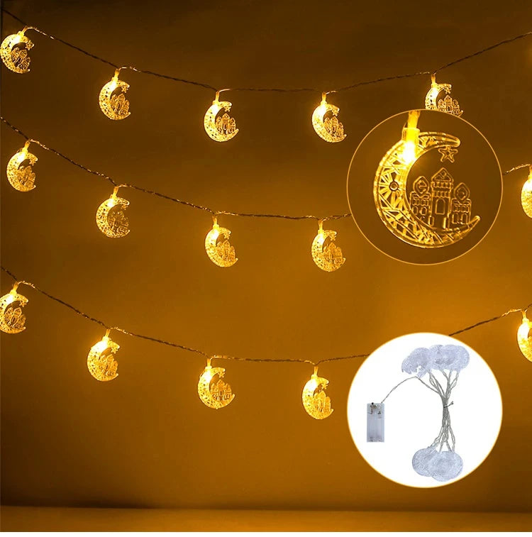 Moon Star Eid Mubarak String Light 2025 Ramadan Decoration For Home