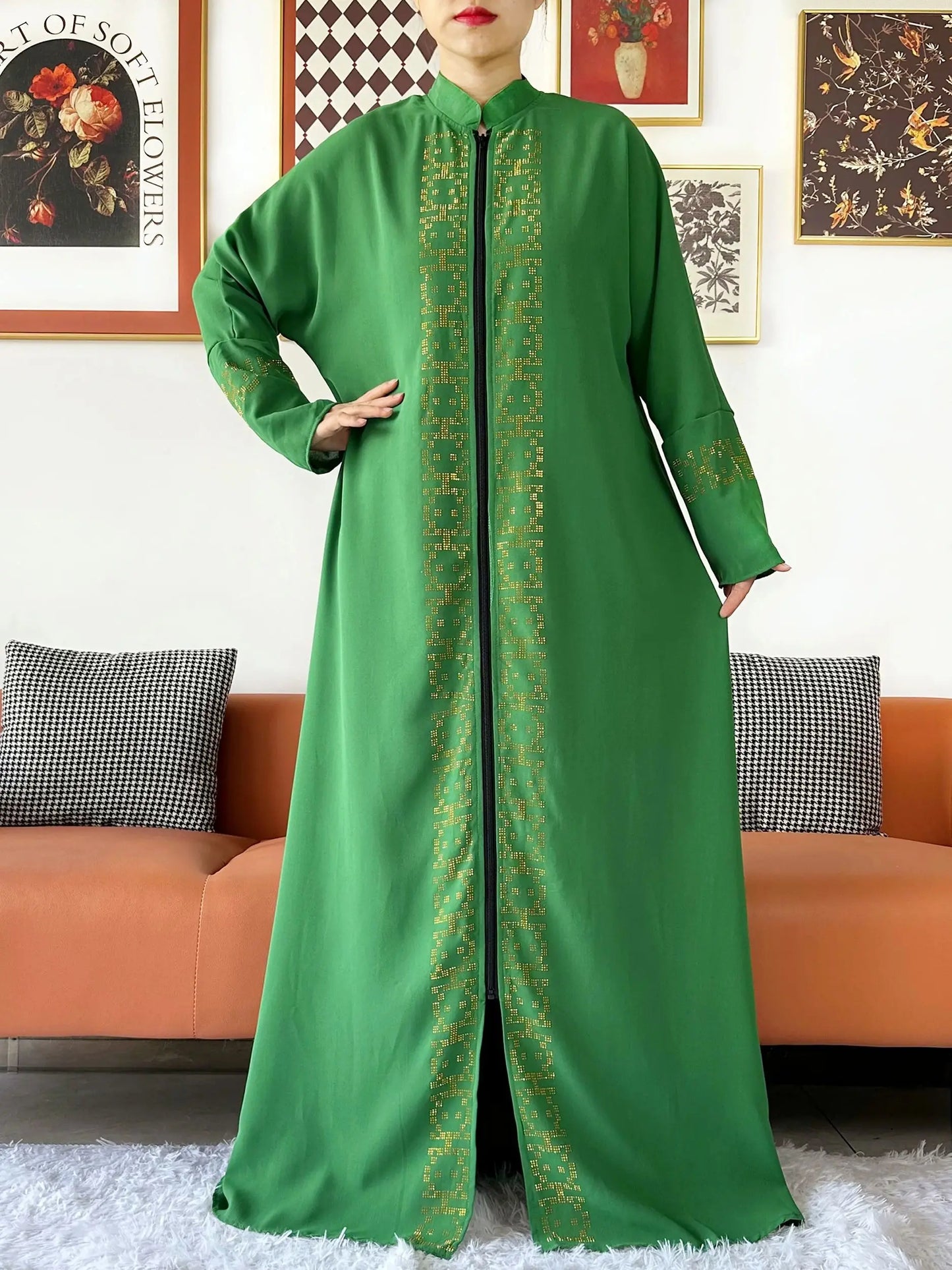 Muslim Ramadan Long Sleeve Dress Women Cardigan Open Abaya