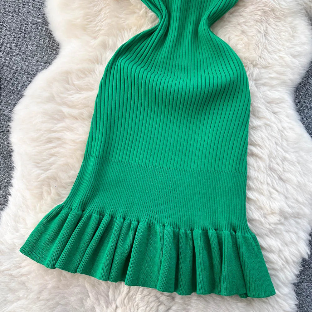 Dress Summer Fashion Y2K Knitted Bodycon Ladies Dress