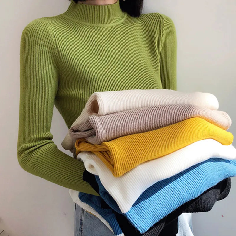 Turtleneck Sweater Women Knitted Soft