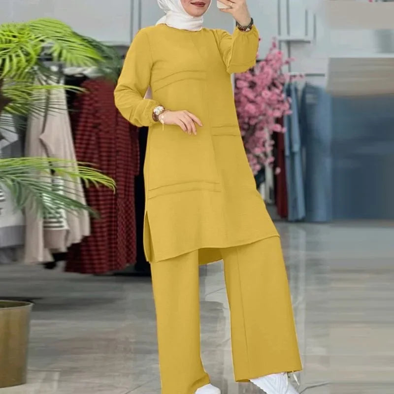 Ramadan Two Piece Sets Shirt Dress &Pants