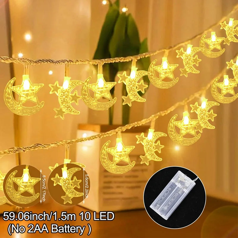 Moon Star Eid Mubarak String Light 2025 Ramadan Decoration For Home