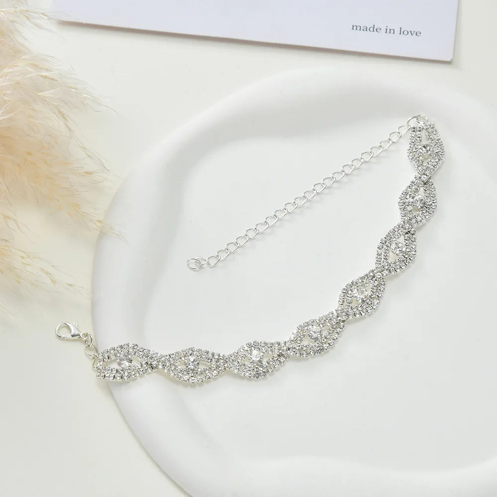 ZAKOL Fashion Shiny Crystal Anklet Bracelet for Women Silver Color