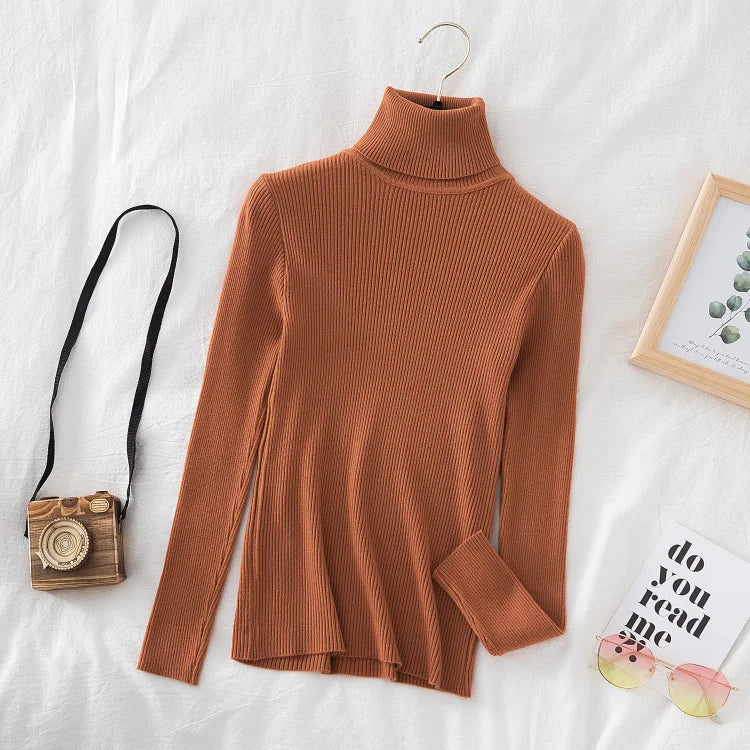 Turtleneck Sweater Women Knitted Soft