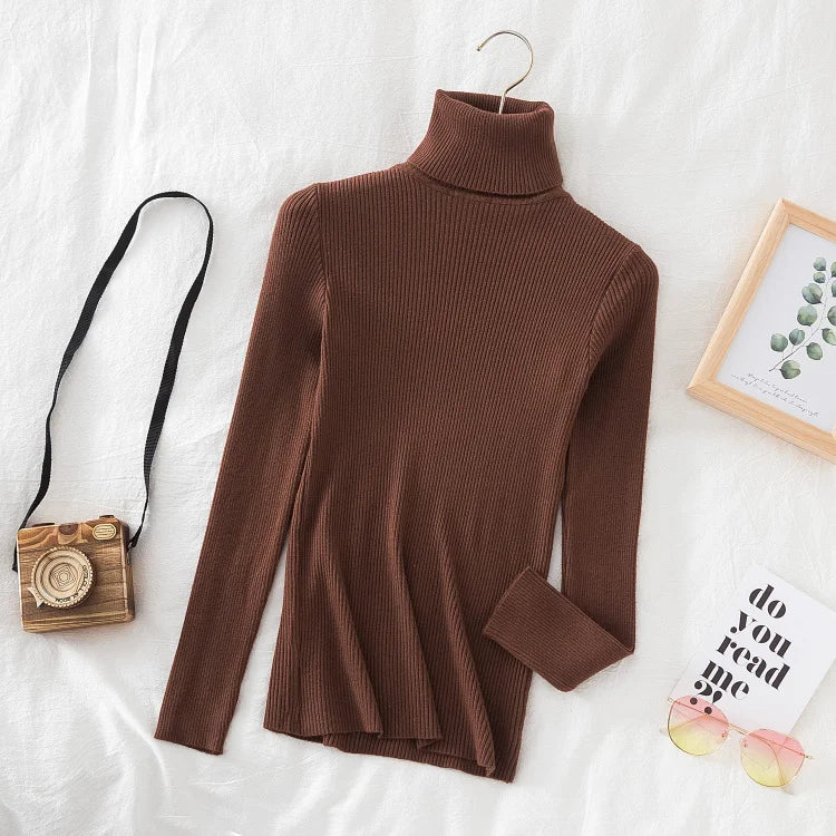 Turtleneck Sweater Women Knitted Soft