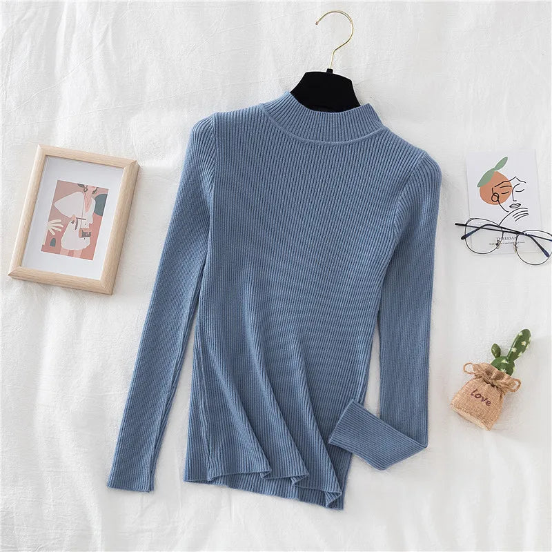 Turtleneck Sweater Women Knitted Soft