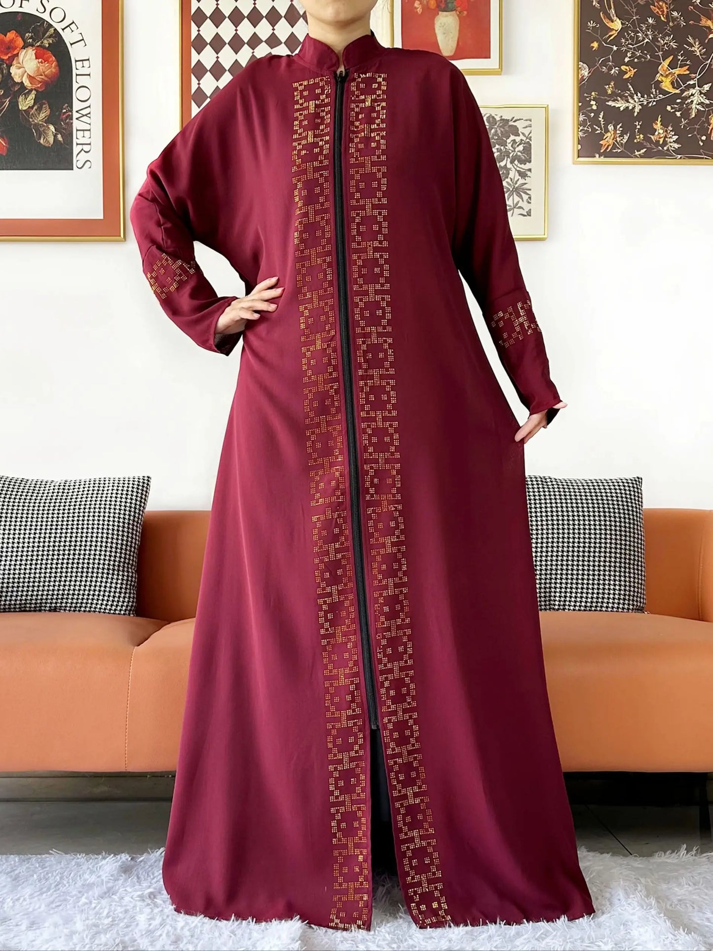 Muslim Ramadan Long Sleeve Dress Women Cardigan Open Abaya