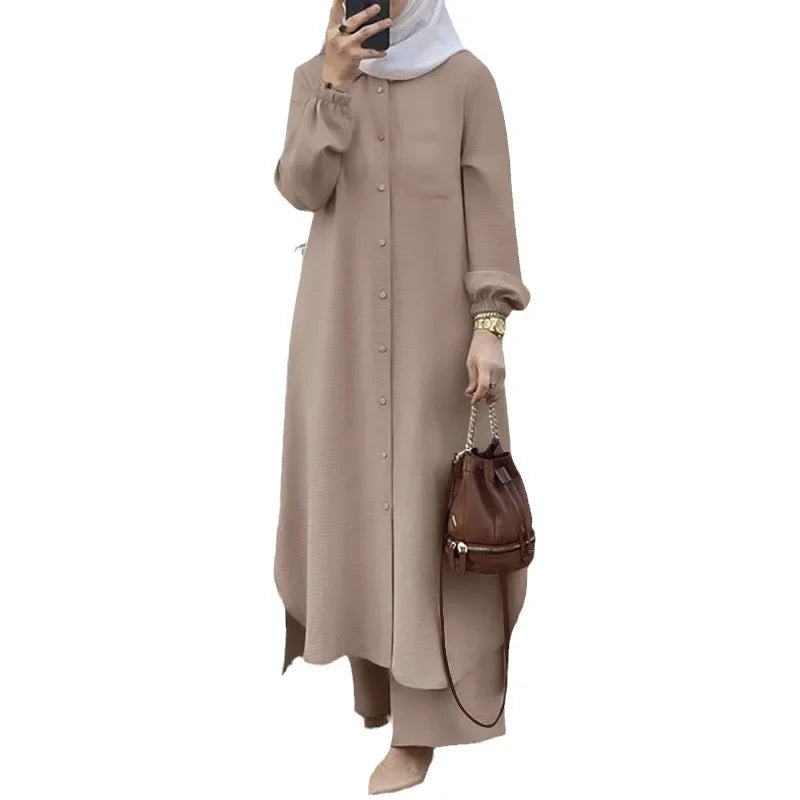 Muslim Women's  Style Long Sleeve Shirt and Pants Set