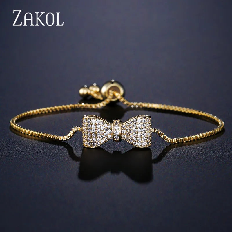 Fashion Bow Zirconia Crystal  Adjustable Bracelet & Bangle for Women