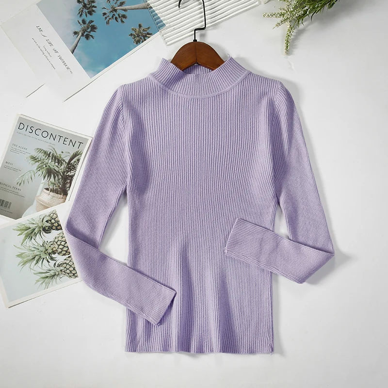 Turtleneck Sweater Women Knitted Soft