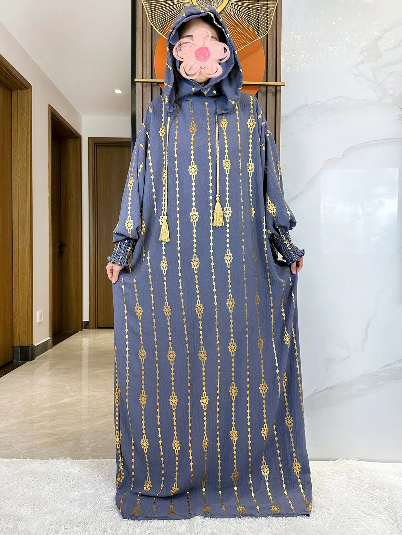 New Cotton Ramadan Muslim Two-Hat Abaya Dubai Turkey Islam Prayer Clothes