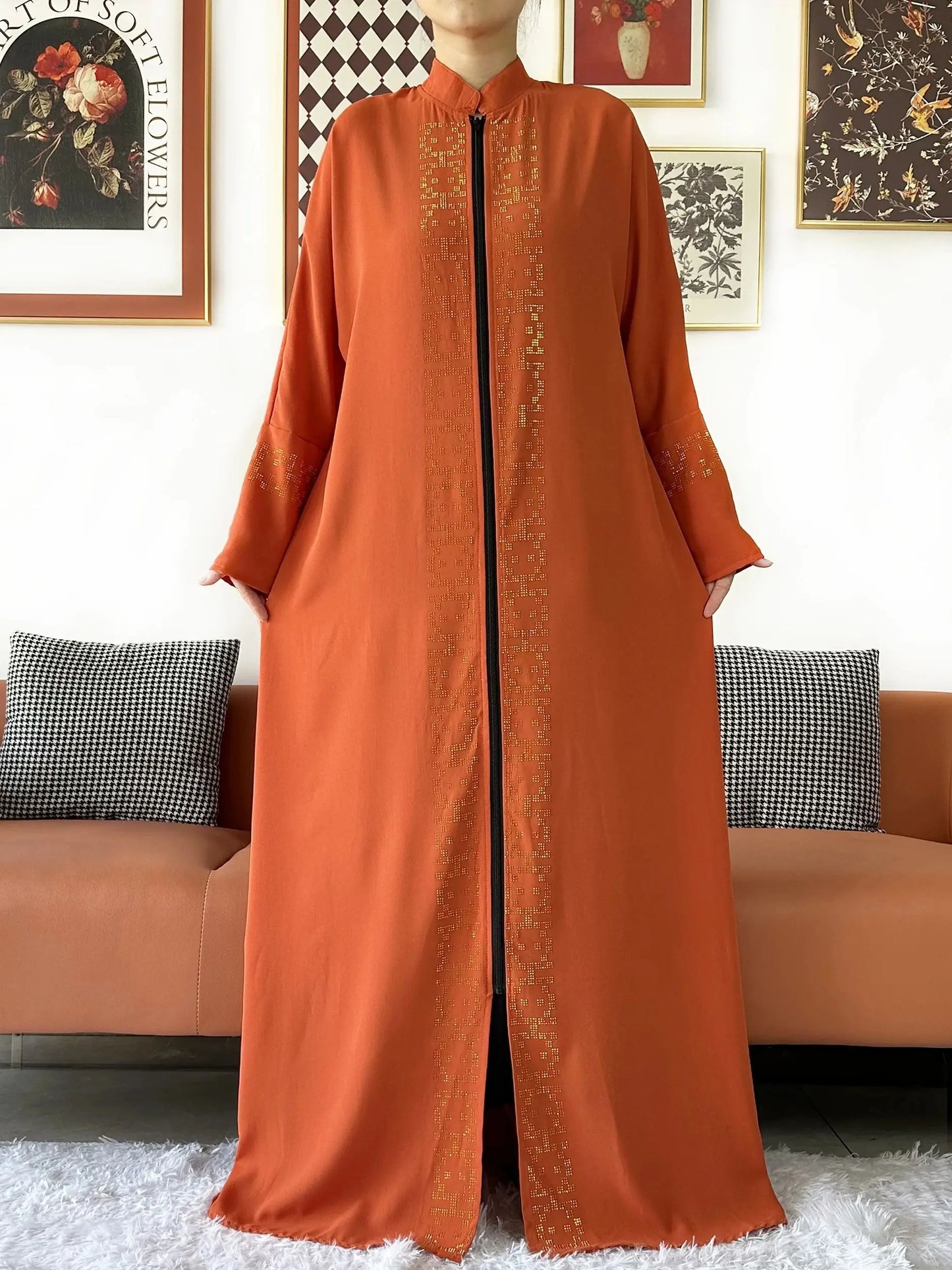 Muslim Ramadan Long Sleeve Dress Women Cardigan Open Abaya