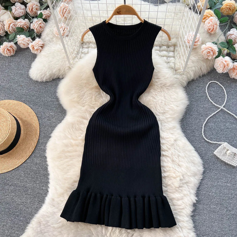 Dress Summer Fashion Y2K Knitted Bodycon Ladies Dress