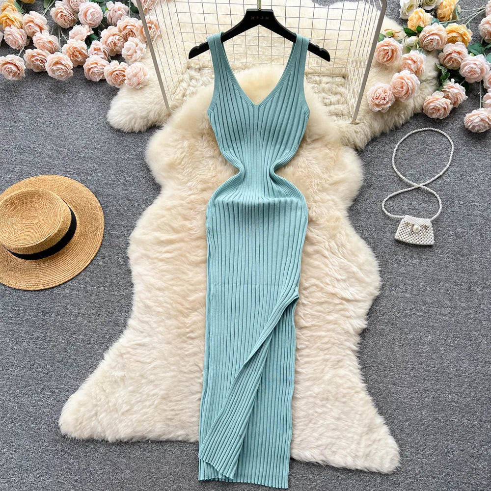 Autumn Dress Women Slim Elastic Bodycon Long Dress Streetwear Outfits