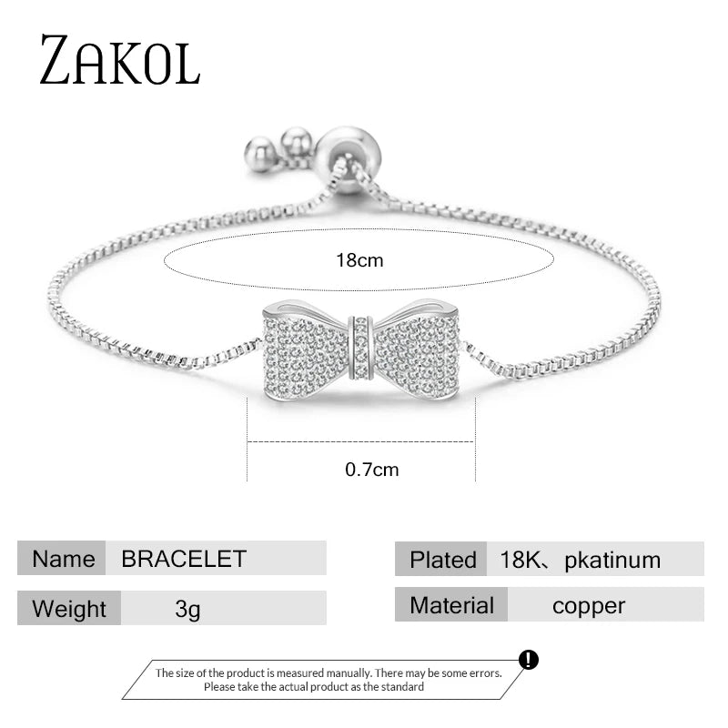 Fashion Bow Zirconia Crystal  Adjustable Bracelet & Bangle for Women