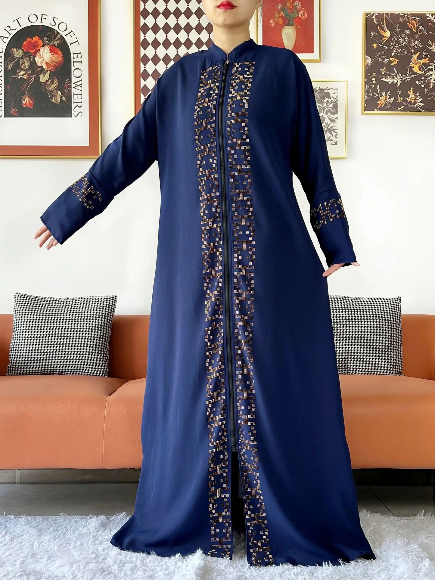 Muslim Ramadan Long Sleeve Dress Women Cardigan Open Abaya