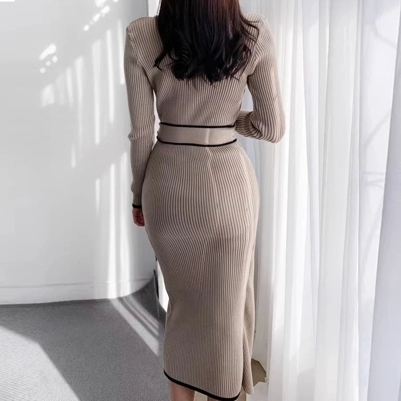 Long Dress  Fashion Khaki Black