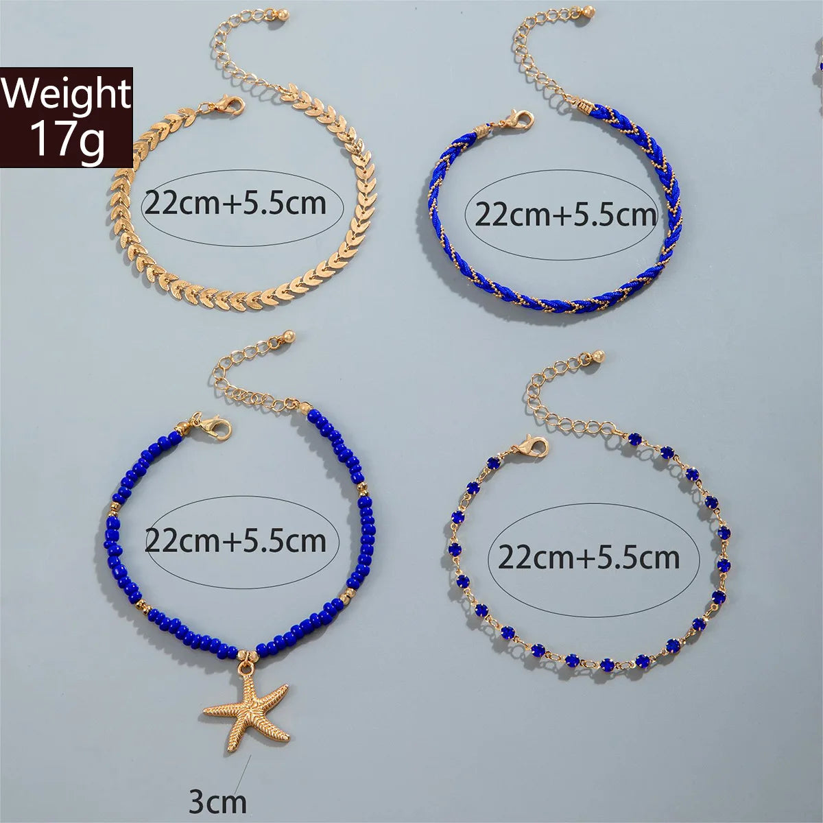 4-5pcs/Set Bohemian Woven Rope Foot Chain