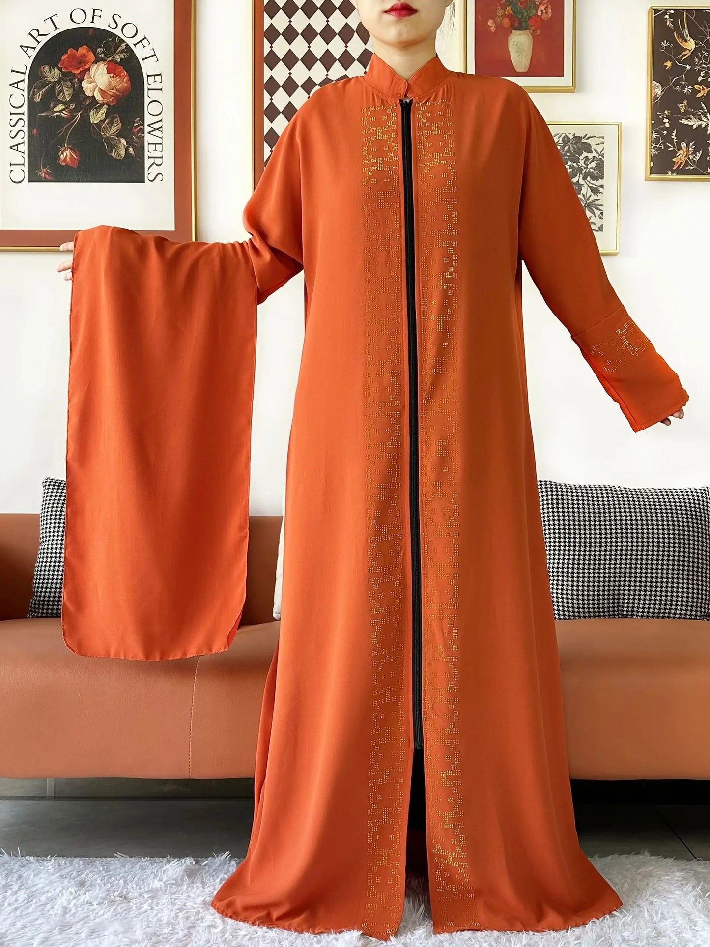 Muslim Ramadan Long Sleeve Dress Women Cardigan Open Abaya