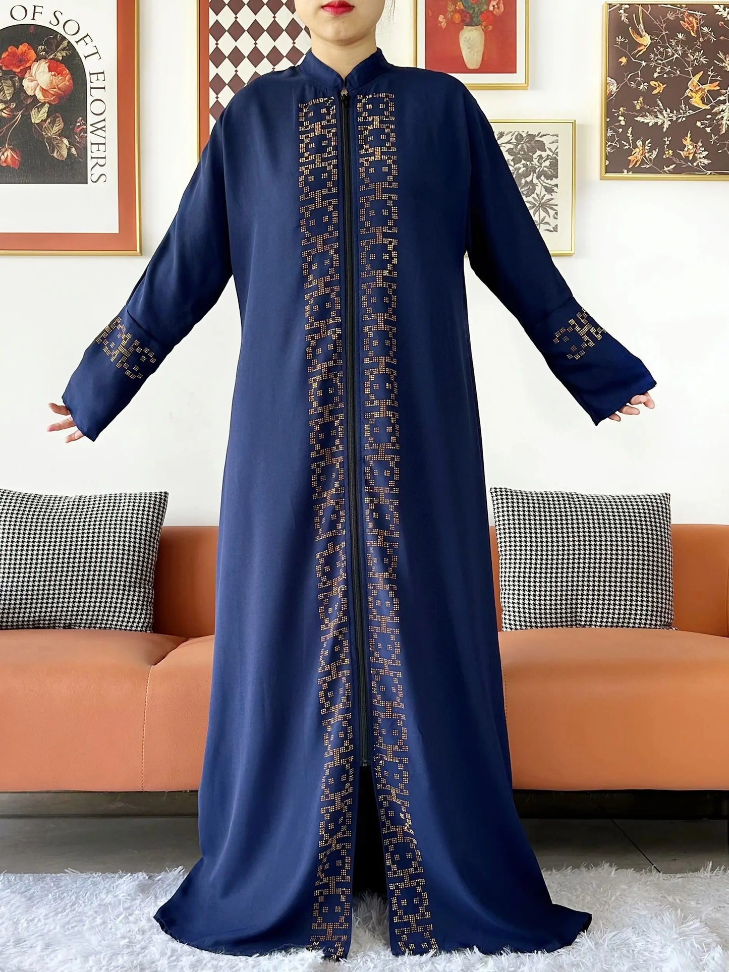 Muslim Ramadan Long Sleeve Dress Women Cardigan Open Abaya