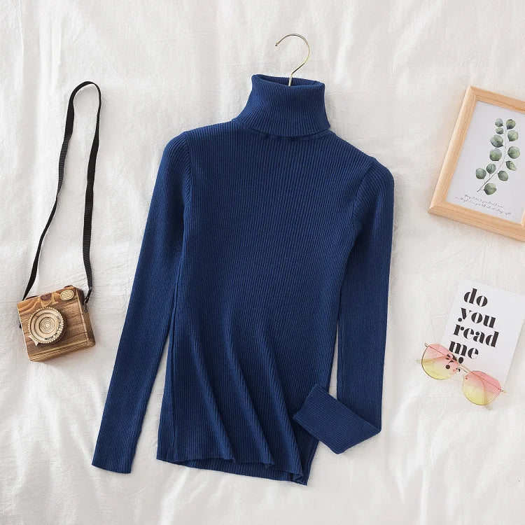 Turtleneck Sweater Women Knitted Soft