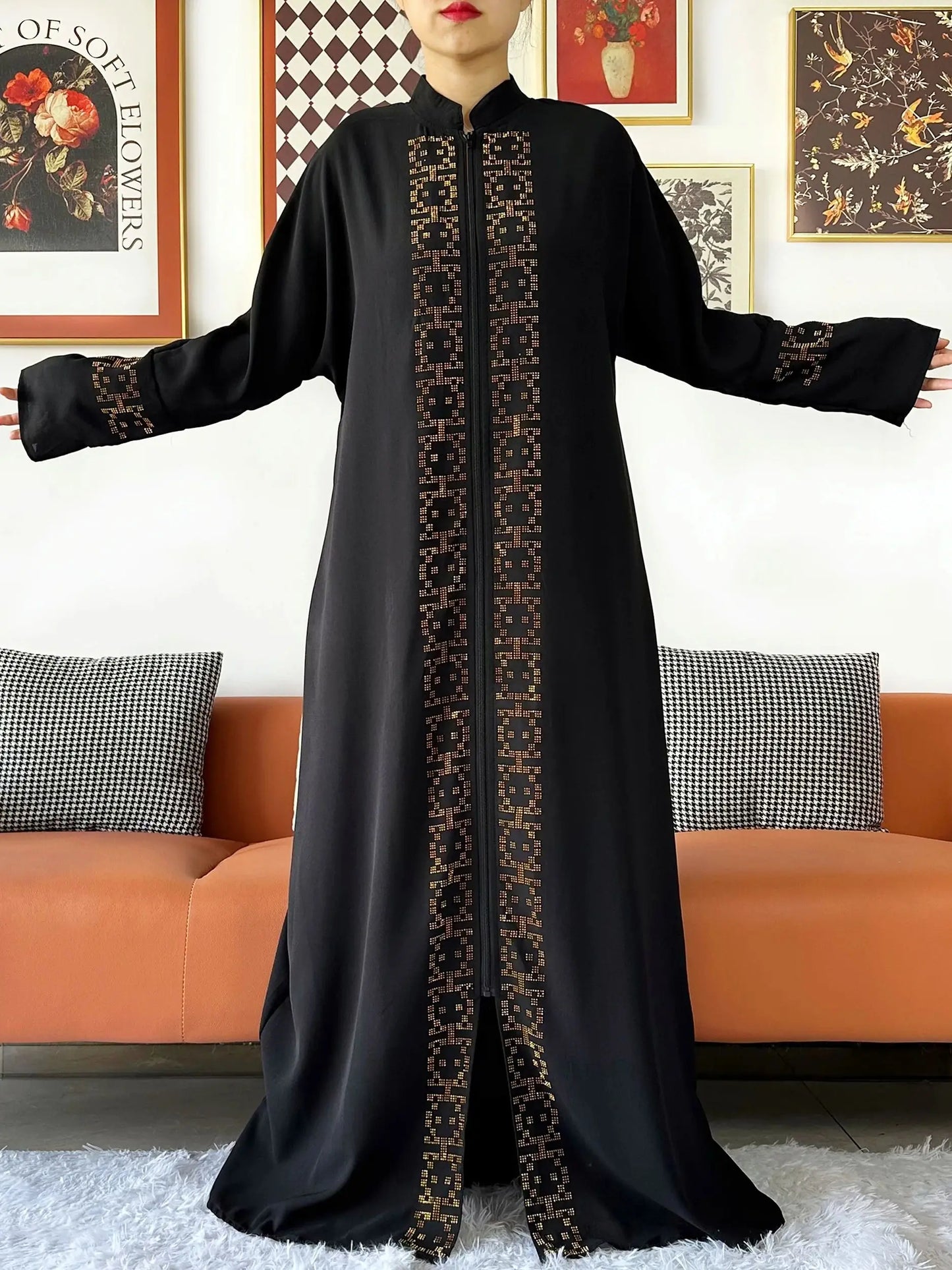 Muslim Ramadan Long Sleeve Dress Women Cardigan Open Abaya