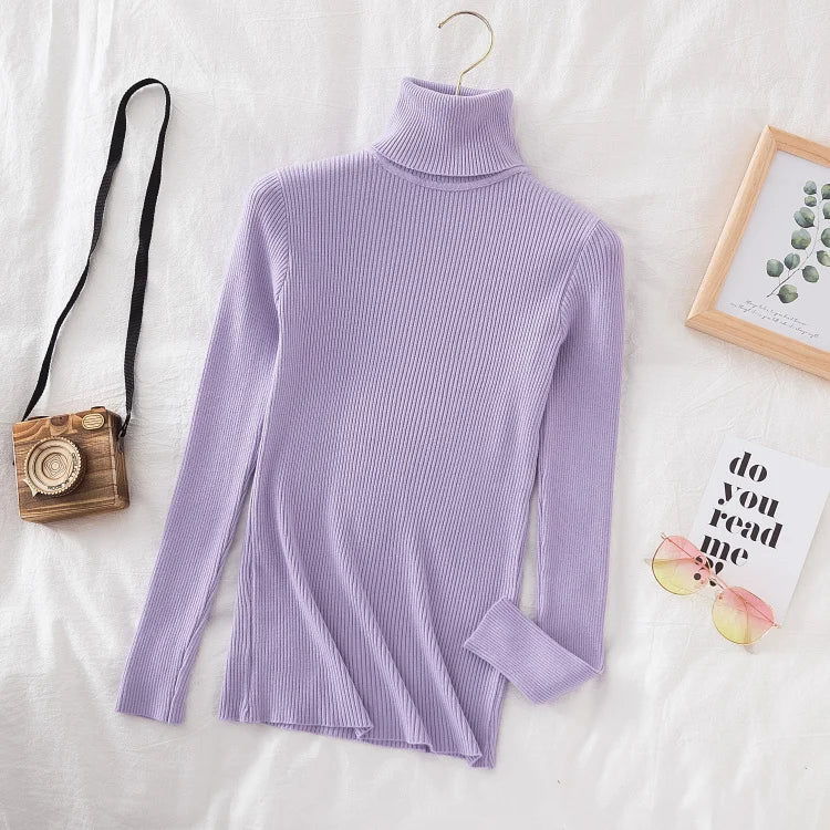 Turtleneck Sweater Women Knitted Soft