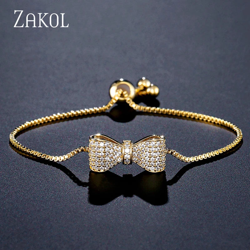 Fashion Bow Zirconia Crystal  Adjustable Bracelet & Bangle for Women