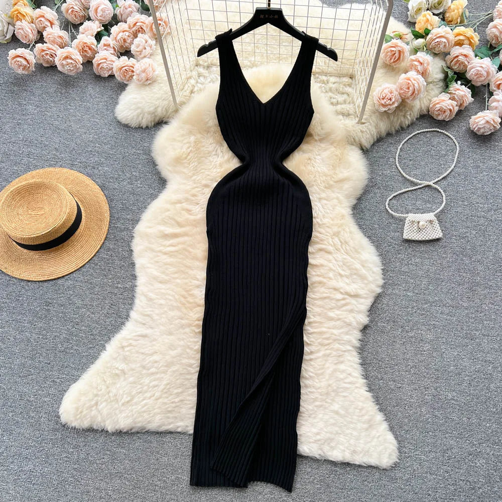 Autumn Dress Women Slim Elastic Bodycon Long Dress Streetwear Outfits