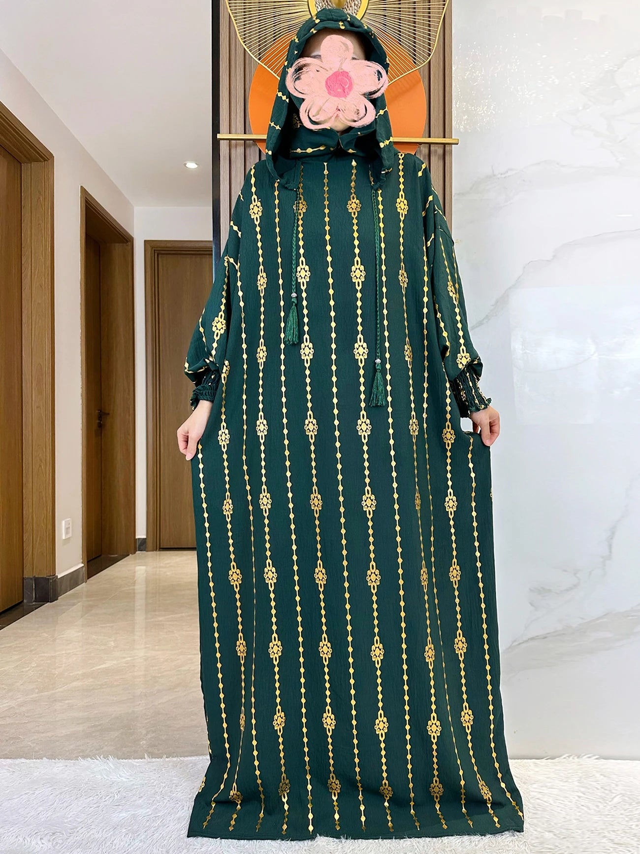 New Cotton Ramadan Muslim Two-Hat Abaya Dubai Turkey Islam Prayer Clothes