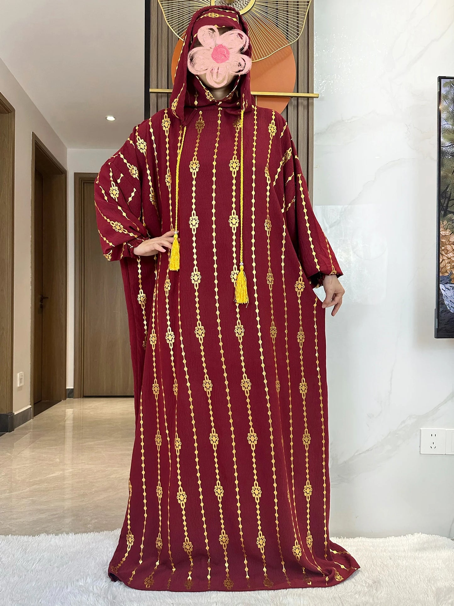 New Cotton Ramadan Muslim Two-Hat Abaya Dubai Turkey Islam Prayer Clothes