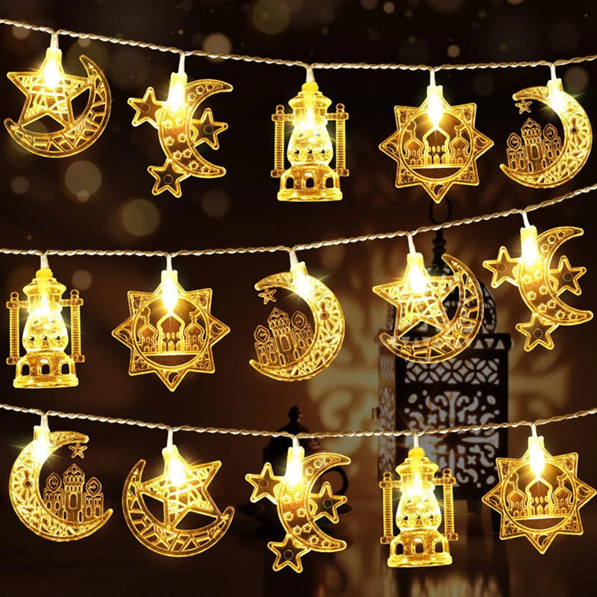 Moon Star Eid Mubarak String Light 2025 Ramadan Decoration For Home