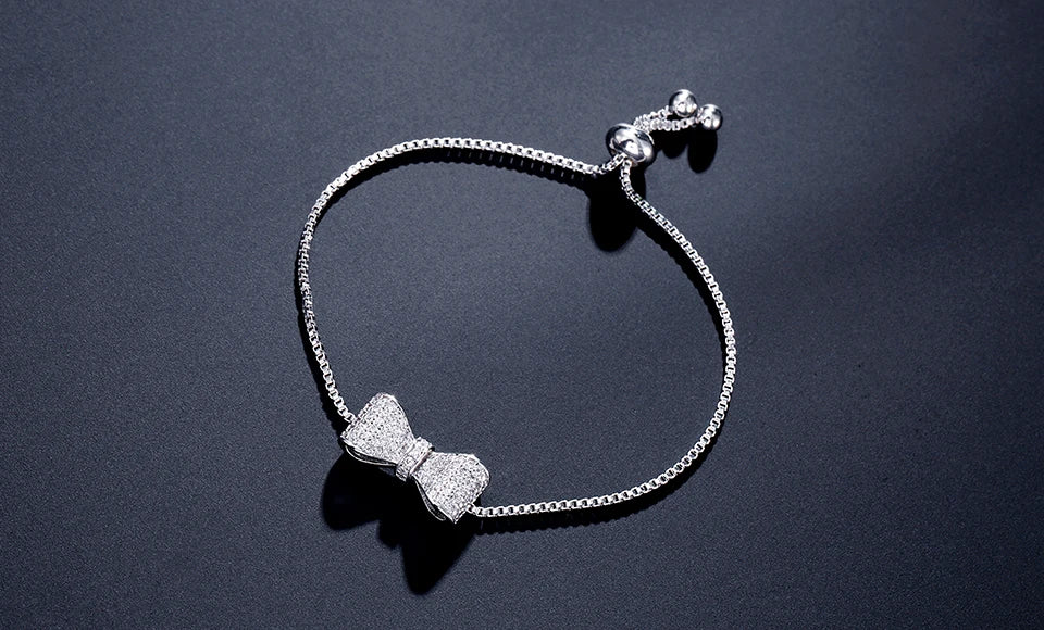 Fashion Bow Zirconia Crystal  Adjustable Bracelet & Bangle for Women